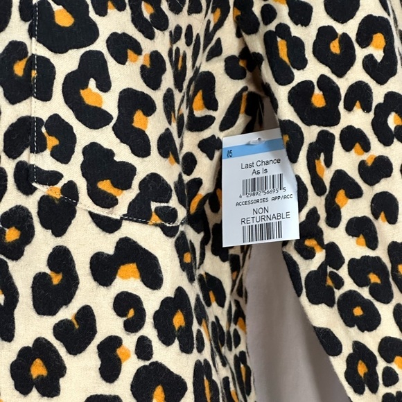 Nordstrom 100% Cotton Flannel Button Down Leopard Print PJ Set-  Tan Black - Sm - Picture 4 of 9